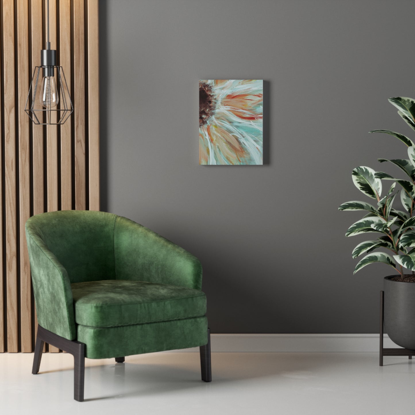 Abstract Sunflower Stretched Canvas Wall Art — Boho Floral Home Decor - Fortunate Lemon Shop