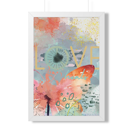 Framed Poster β 'Love Heals' Watercolor Floral Vertical Art Print - Fortunate Lemon Shop