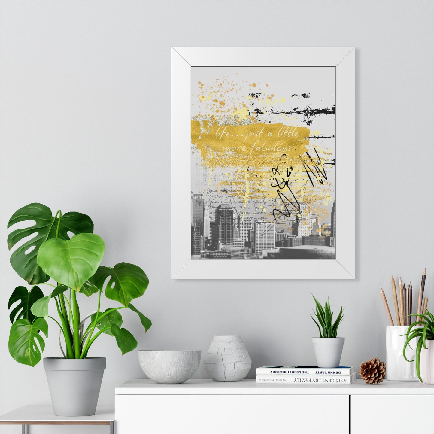 Framed Poster — 'A Life... just a little more fabulous' Gold City Art Print - Fortunate Lemon Shop