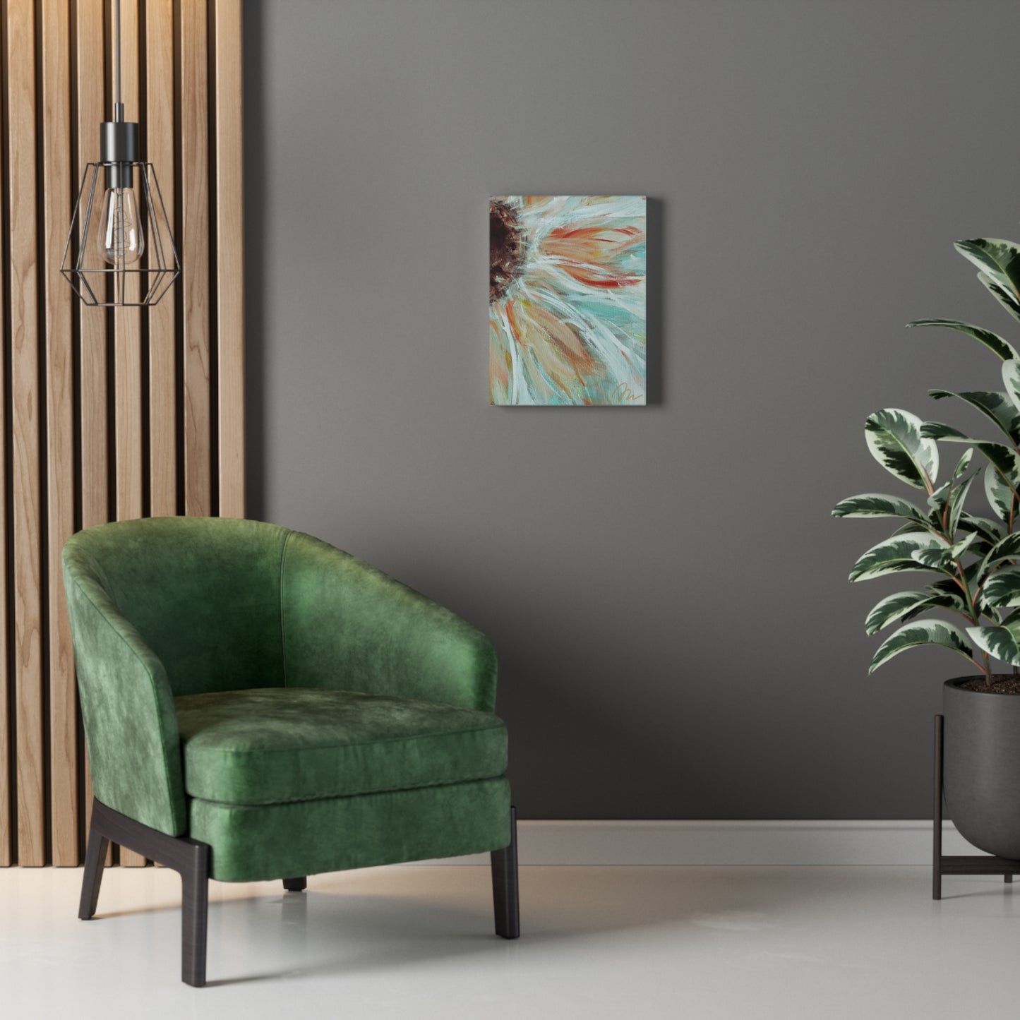 Abstract Sunflower Stretched Canvas Wall Art — Boho Floral Home Decor - Fortunate Lemon Shop