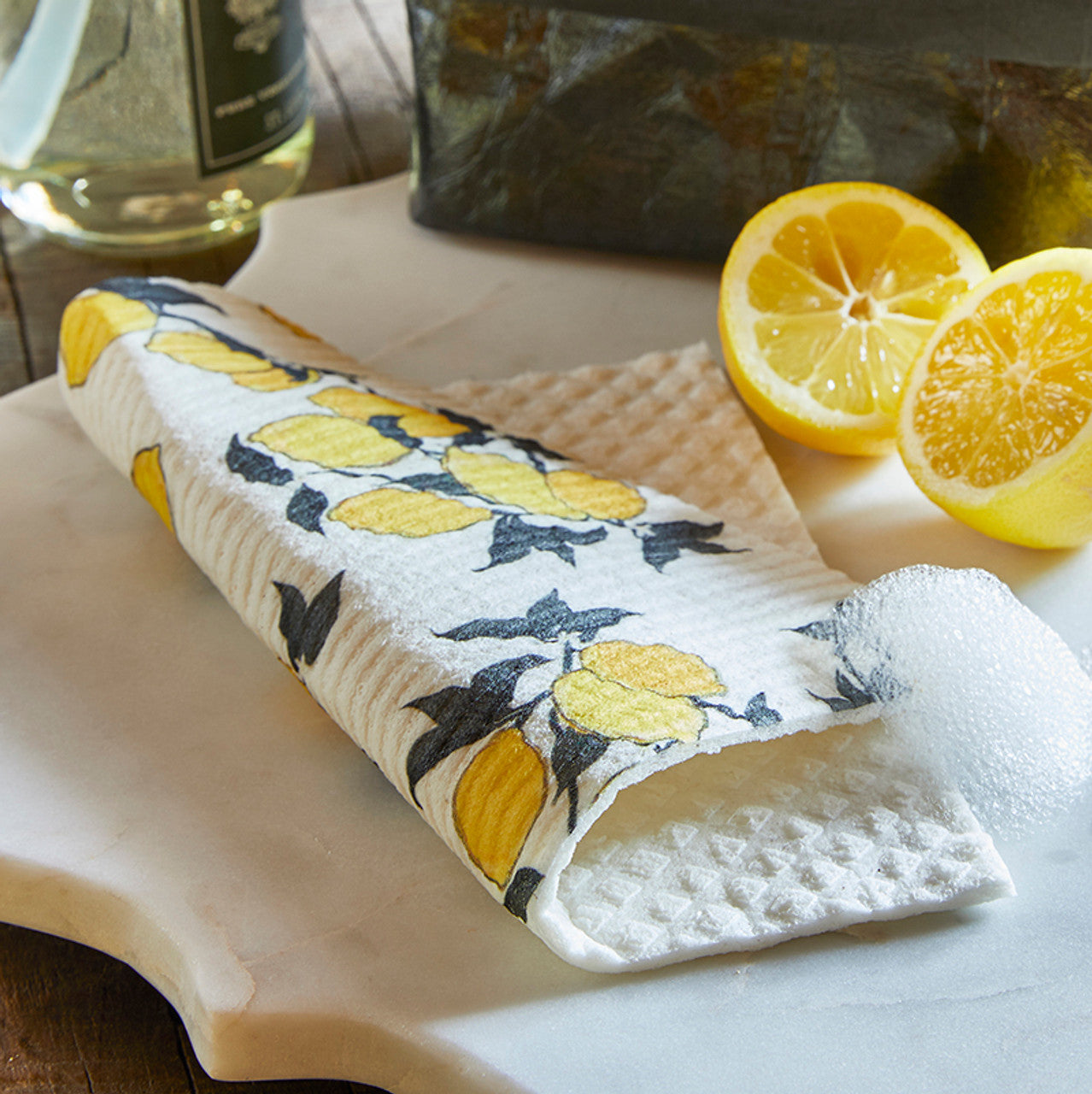 Lemons Organic Compostable Dishcloth | Cotton Kitchen Tea Dish Towel | - Fortunate Lemon Shop