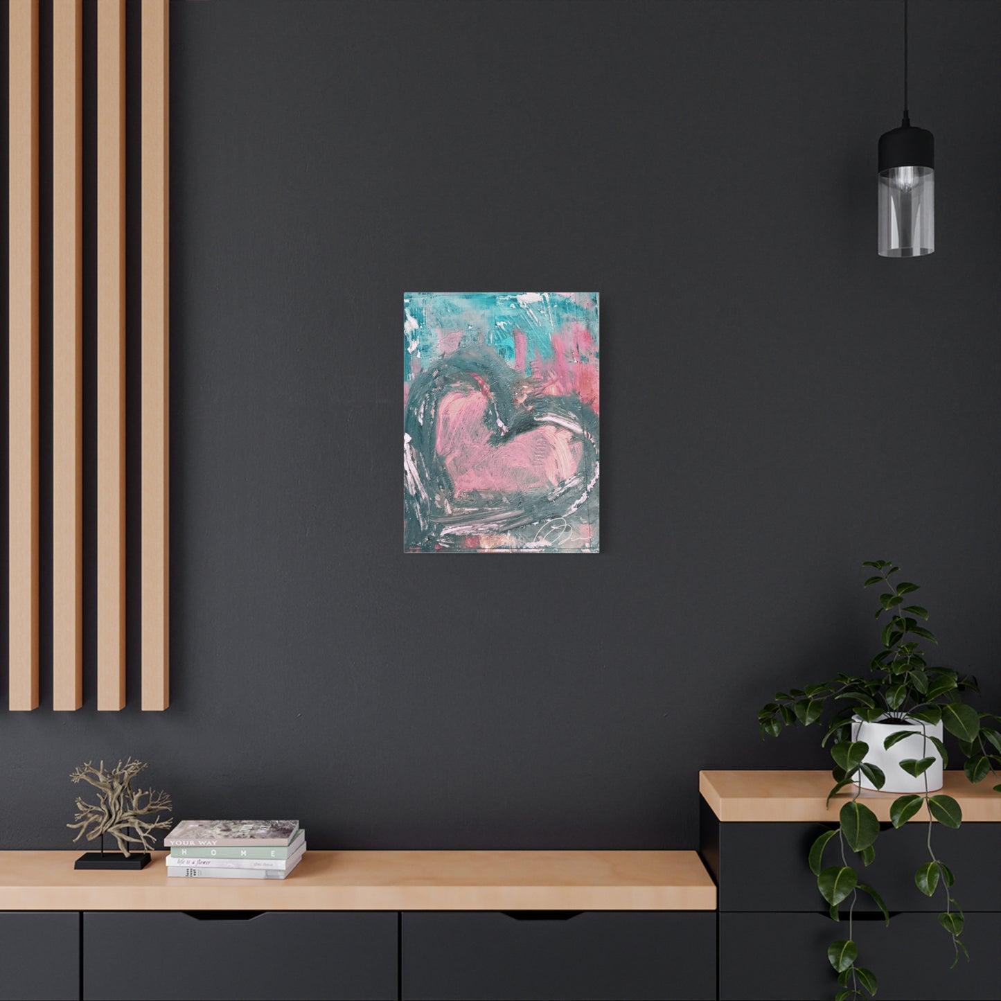 Pink Heart Abstract Matte Canvas Wall Art — Stretched 1.25" - Fortunate Lemon Shop