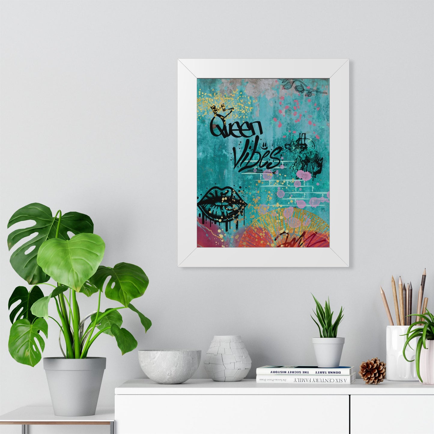 Queen Vibes Framed Poster — Urban Graffiti Wall Art, Feminine Inspirational Print - Fortunate Lemon Shop