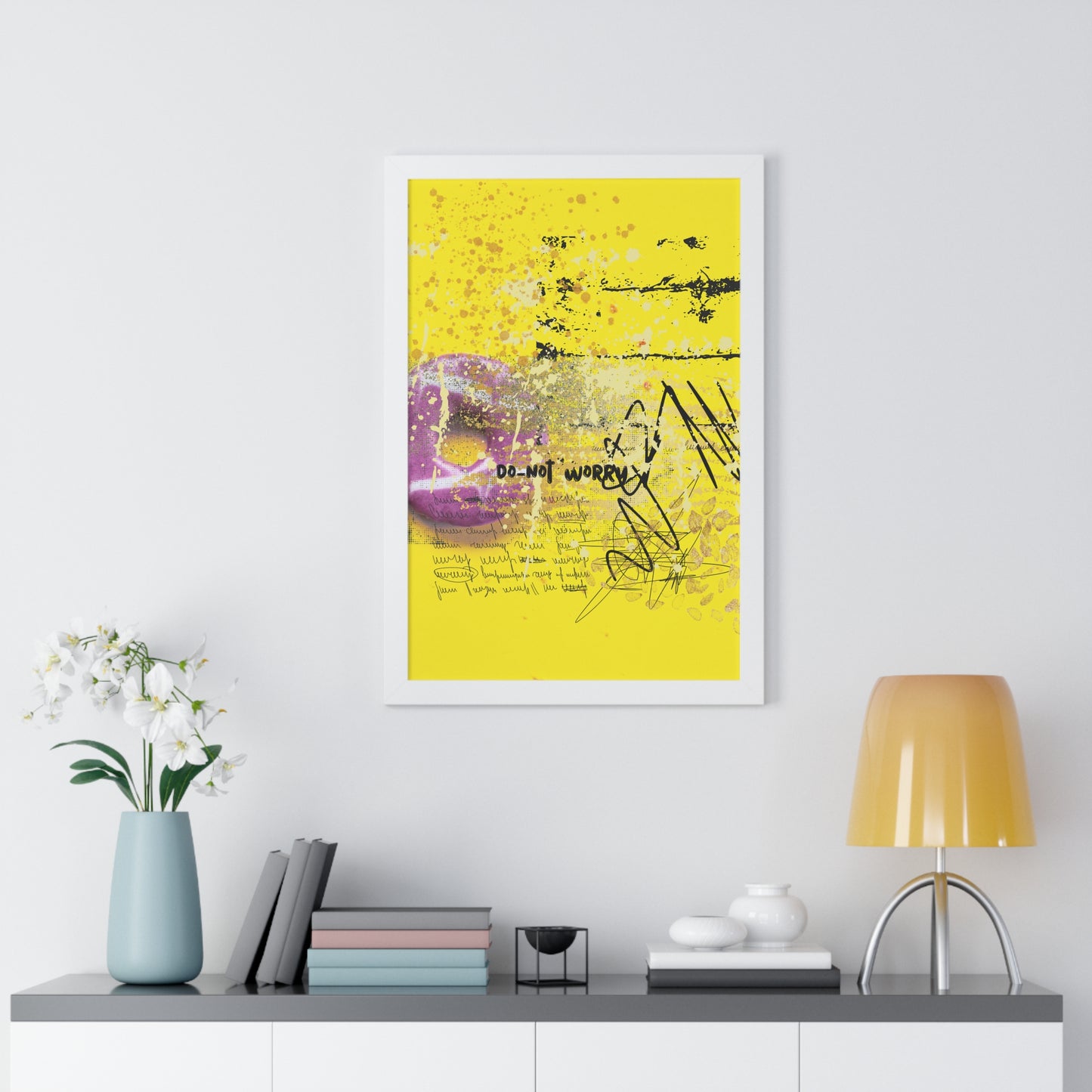 Do Not Worry Abstract Poster — Yellow Modern Wall Art - Fortunate Lemon Shop
