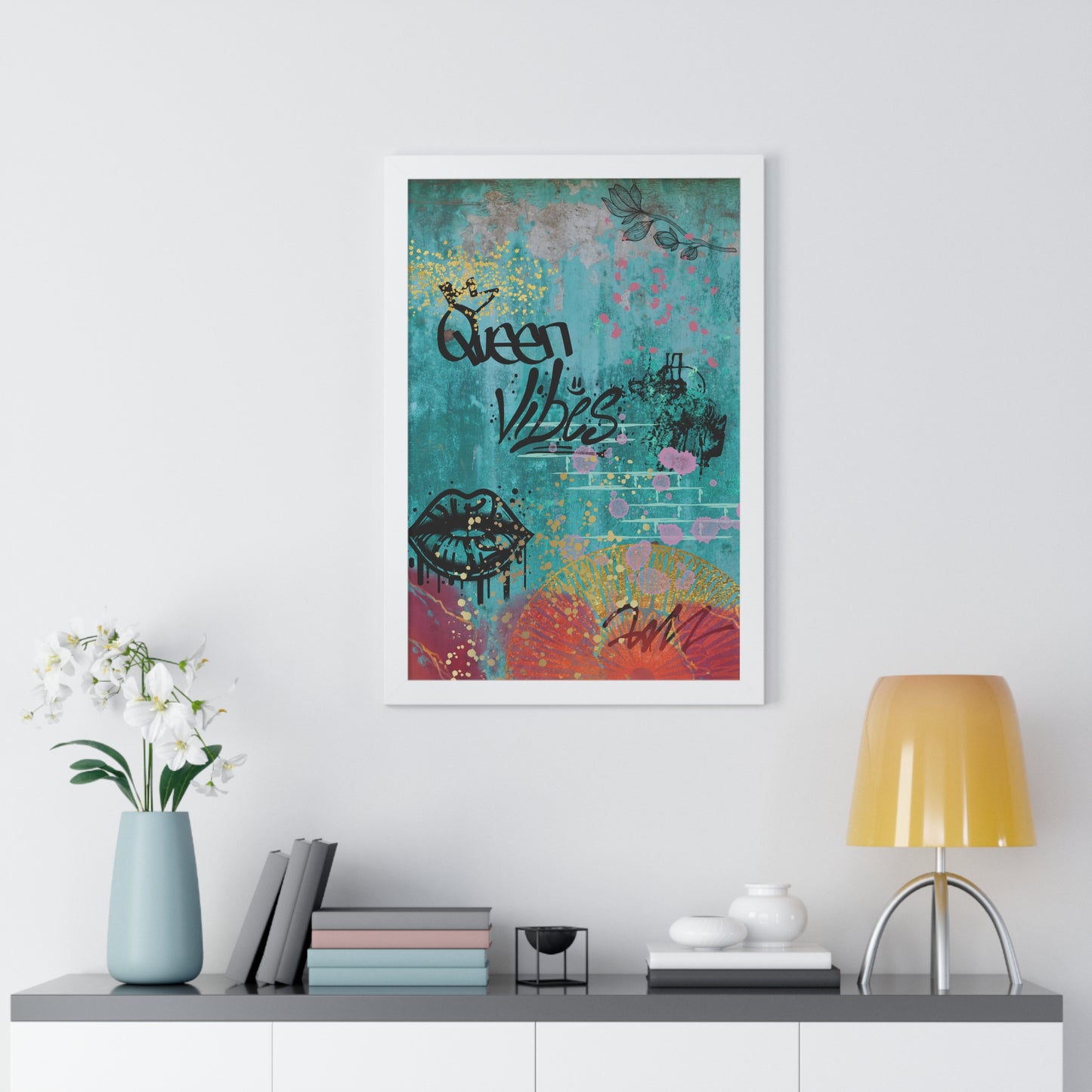 Queen Vibes Framed Poster — Urban Graffiti Wall Art, Feminine Inspirational Print