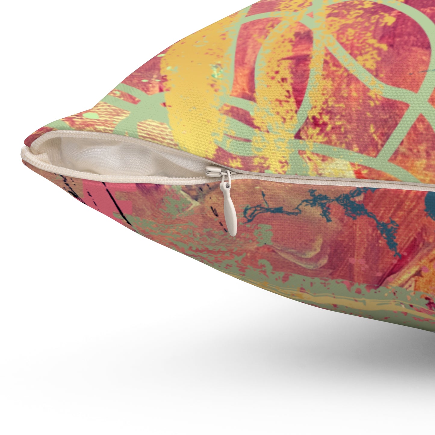 Abstract Pink Retro Square Pillow - Colorful Modern Decorative Throw Pillow - Fortunate Lemon Shop