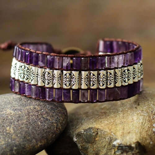 Amethyst Antique Statement Wristband Bracelet Default Title