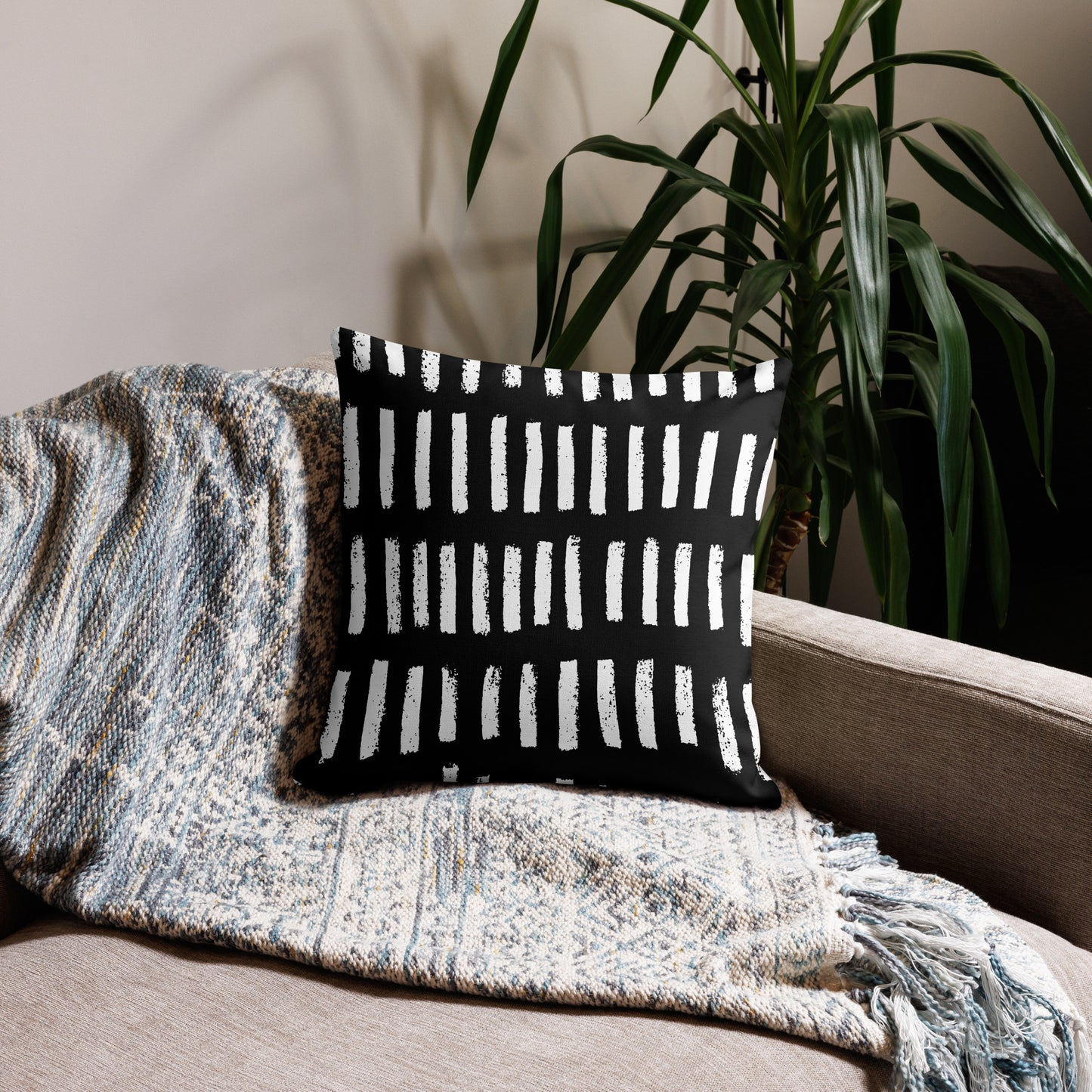 Black and White Lines Premium Pillow - Fortunate Lemon Shop