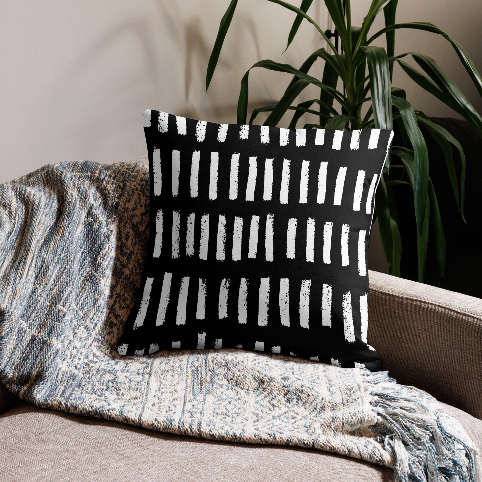 Black and White Lines Premium Pillow