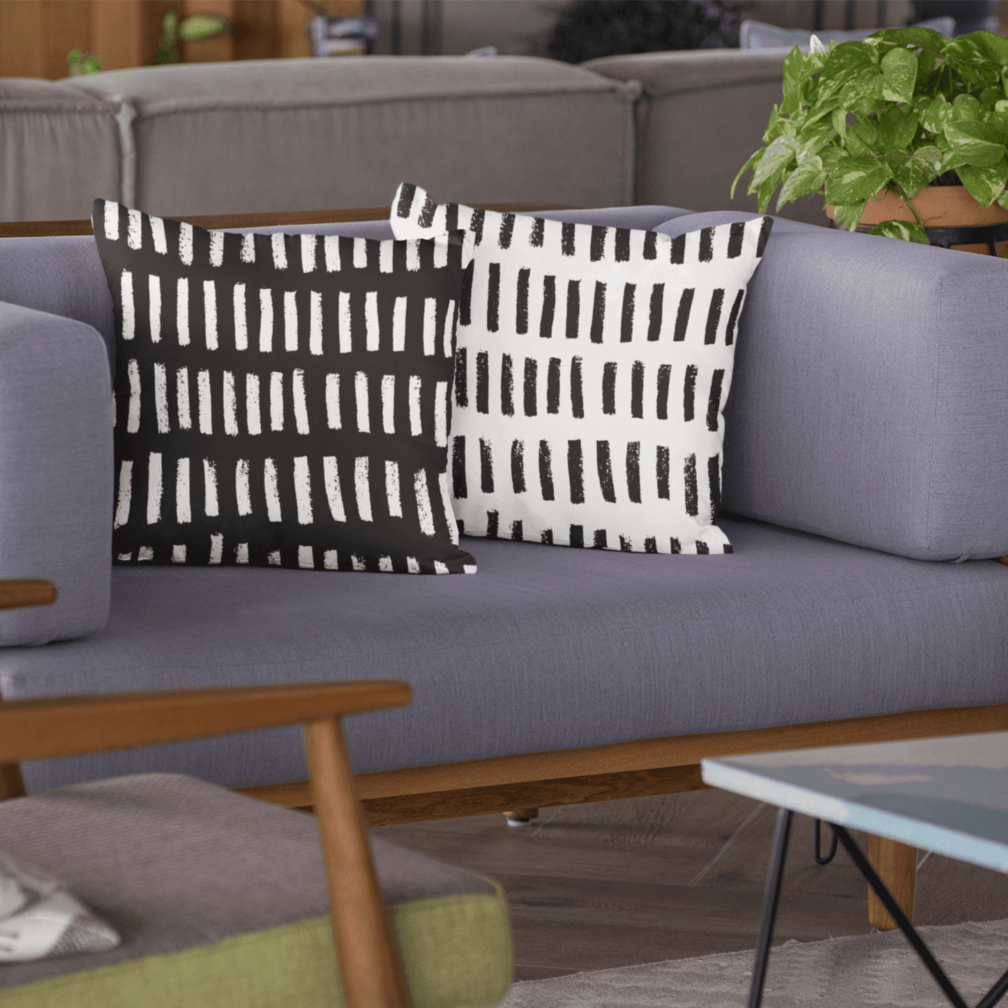 Black and White Lines Premium Pillow - Fortunate Lemon Shop