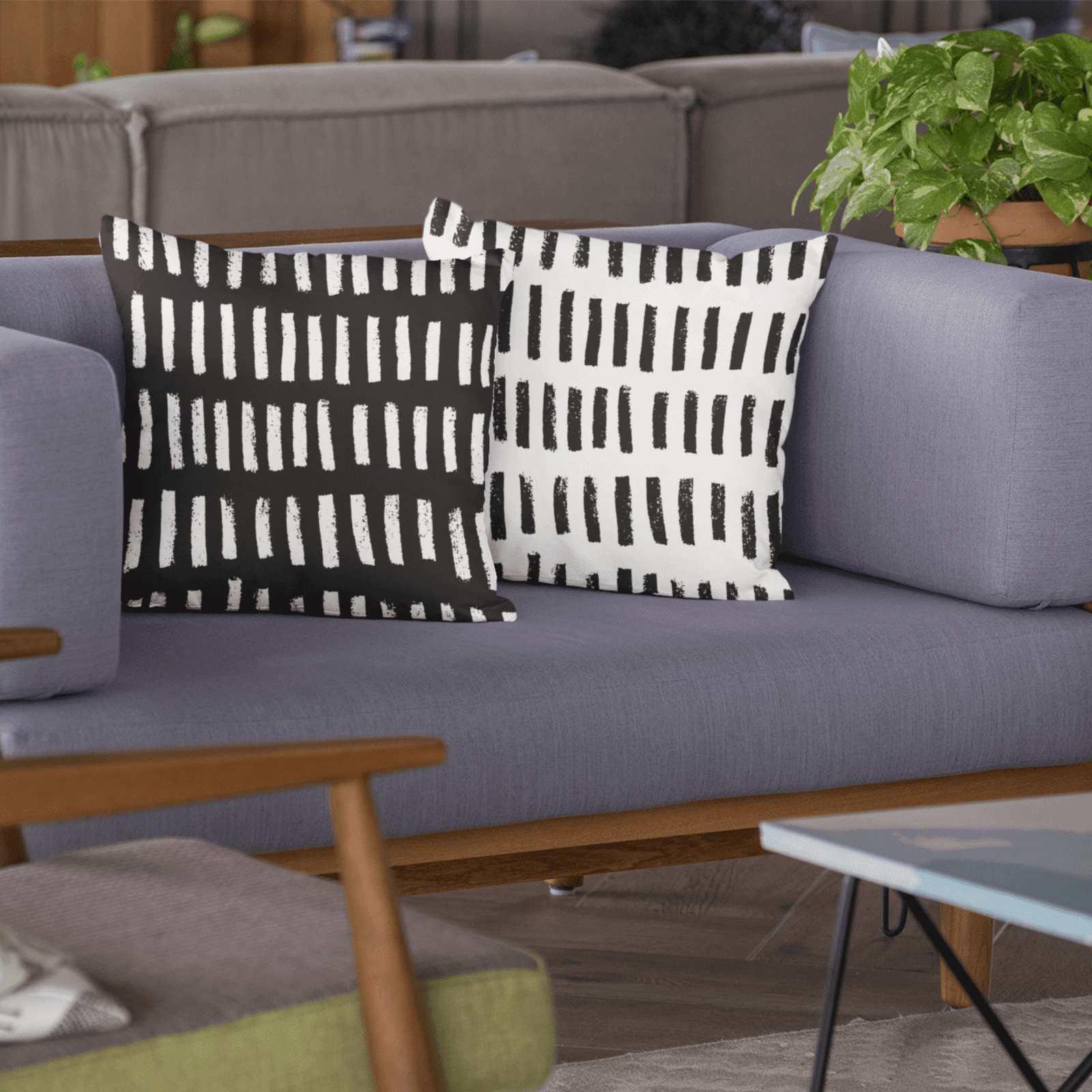 Black and White Lines Premium Pillow