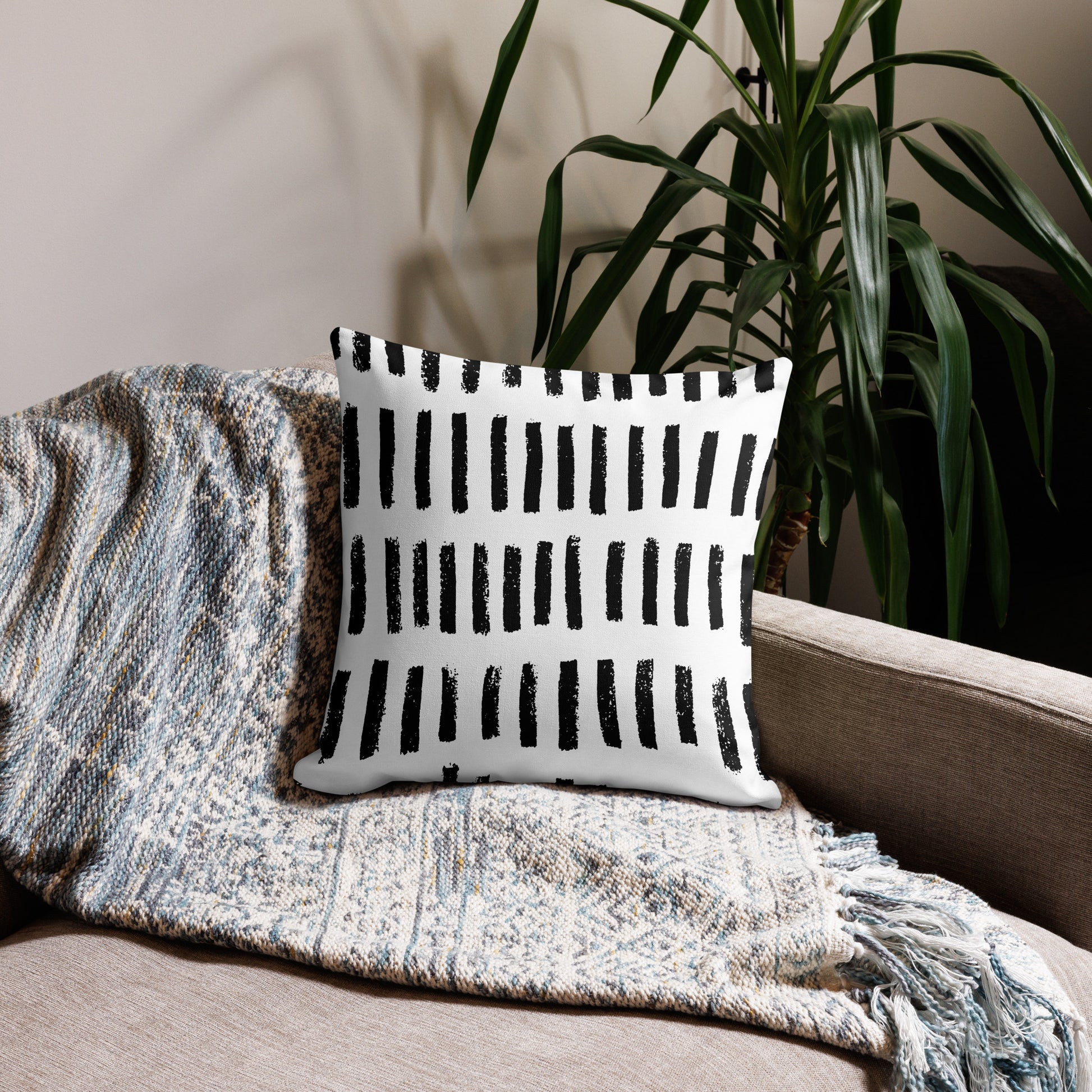 Black and White Lines Premium Pillow 18″×18″