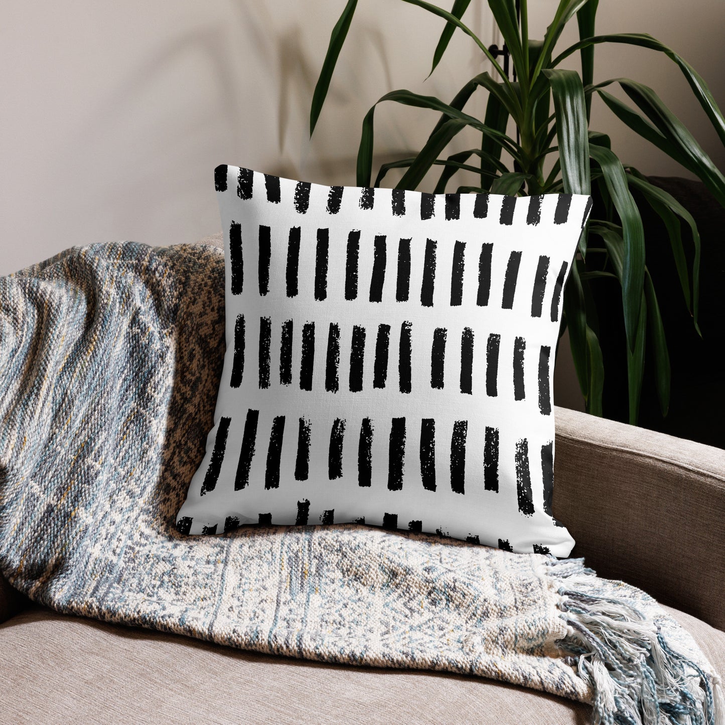 Black and White Lines Premium Pillow - Fortunate Lemon Shop