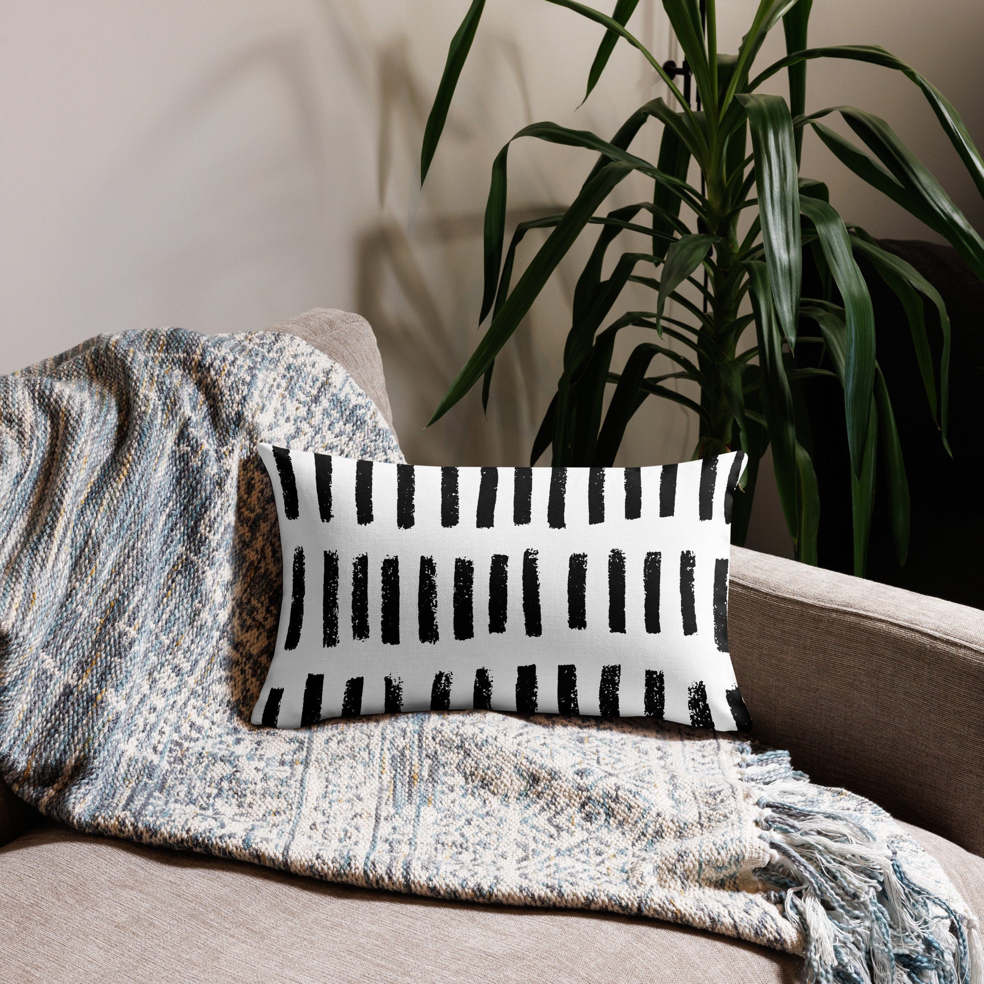 Black and White Lines Premium Pillow 20″×12″