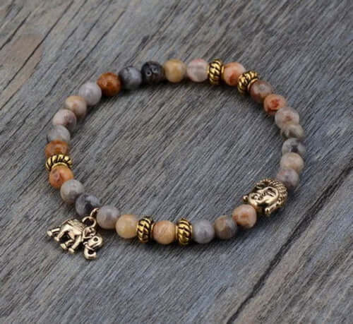 Elephant & Buddha Meditation Charm Bracelet Earth