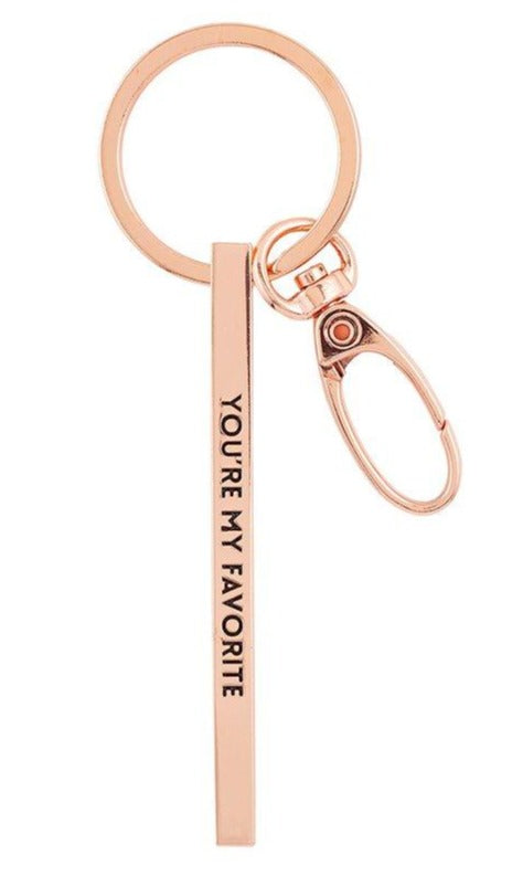 You're My Favorite Rose Gold Stamped Bar Keychain | Minimalist Metal - Fortunate Lemon Shop