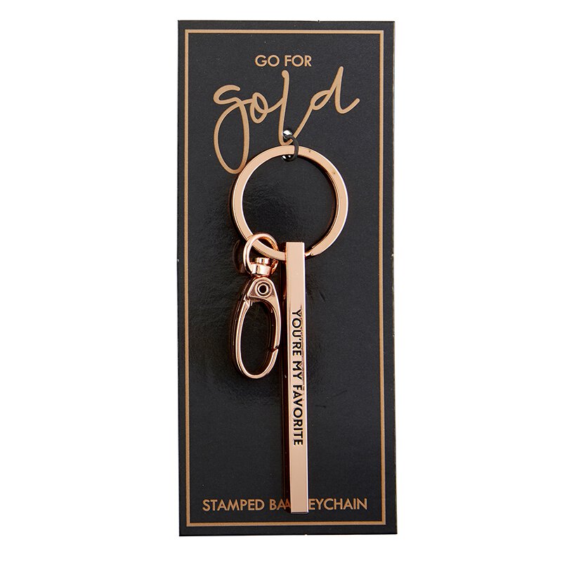 You're My Favorite Rose Gold Stamped Bar Keychain | Minimalist Metal - Fortunate Lemon Shop