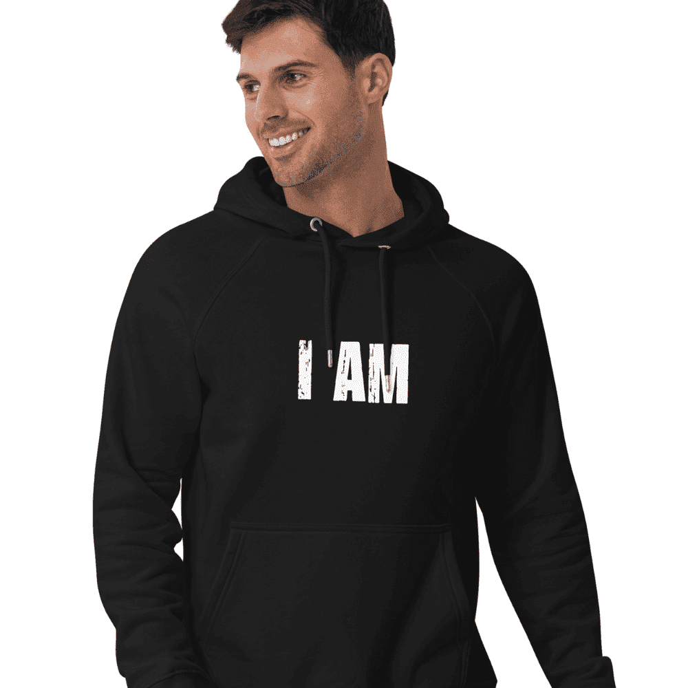 I AM Unisex eco raglan hoodie