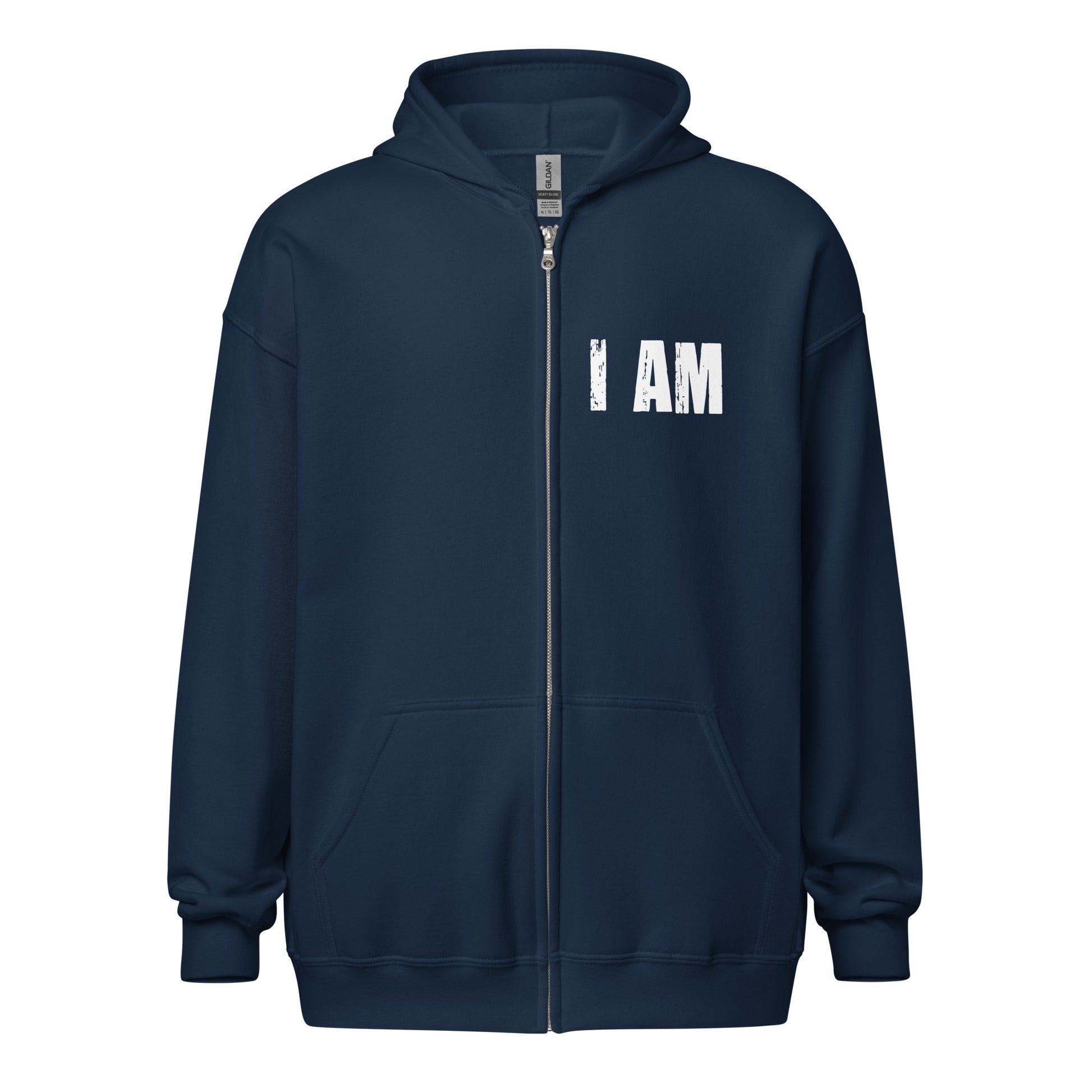 I AM Unisex heavy blend zip hoodie Navy