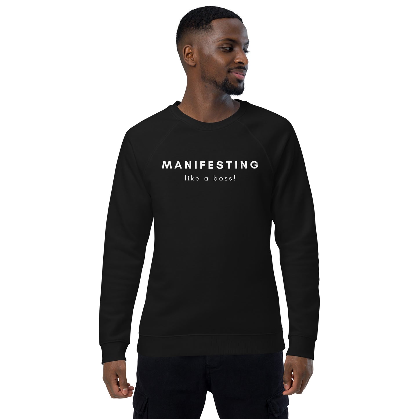 Like a Boss Unisex organic raglan sweatshirt - Fortunate Lemon Shop