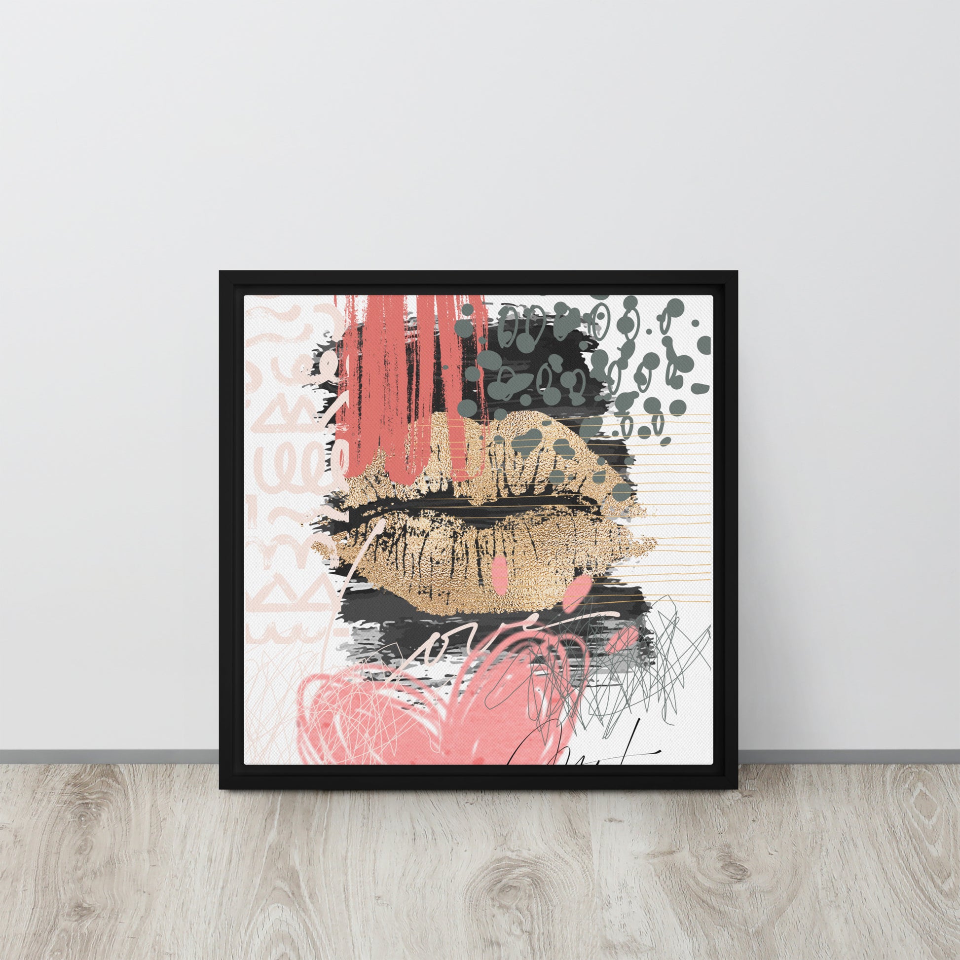 Lips Framed canvas 16″×16″