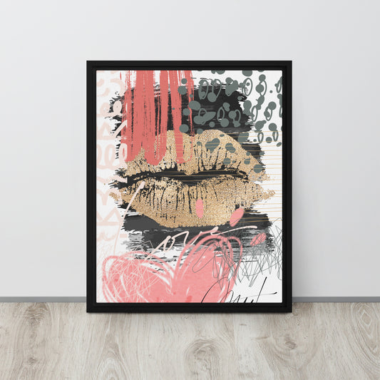 Lips Framed canvas 16″×20″