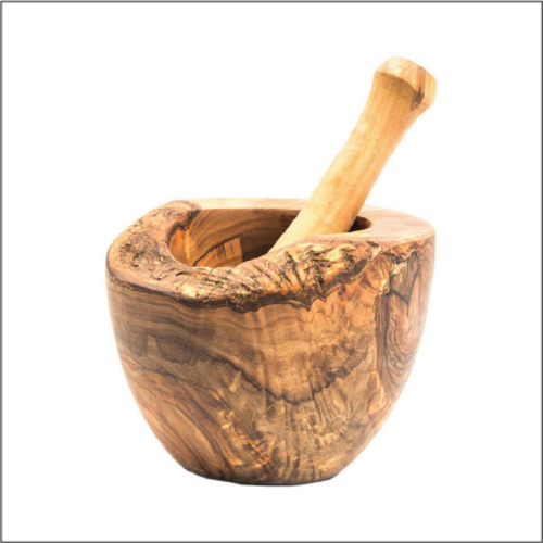 Olive Wood Rustic Mortar and Pestle Small 3.5in diameter