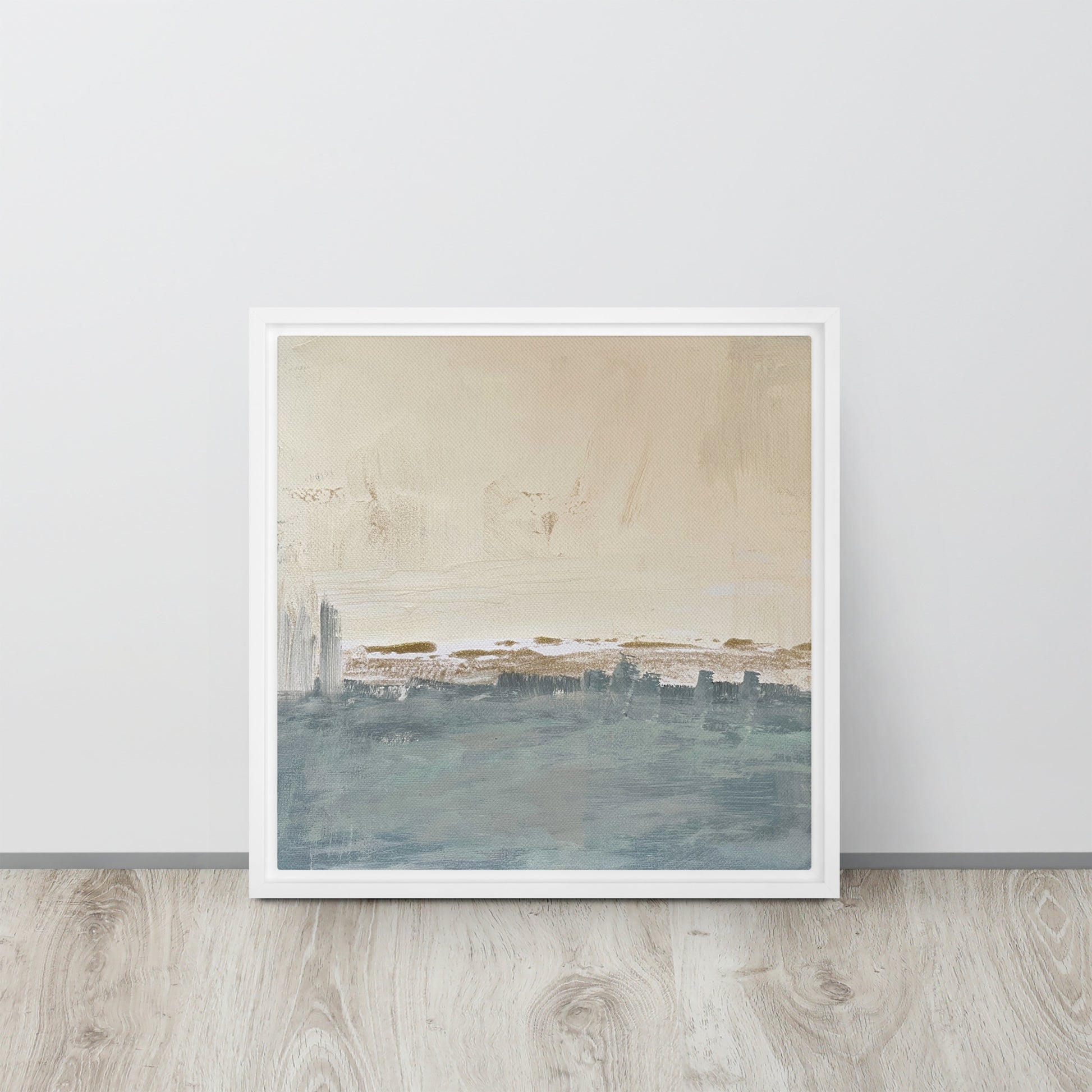 Peaceful Framed Canvas White 16″×16″