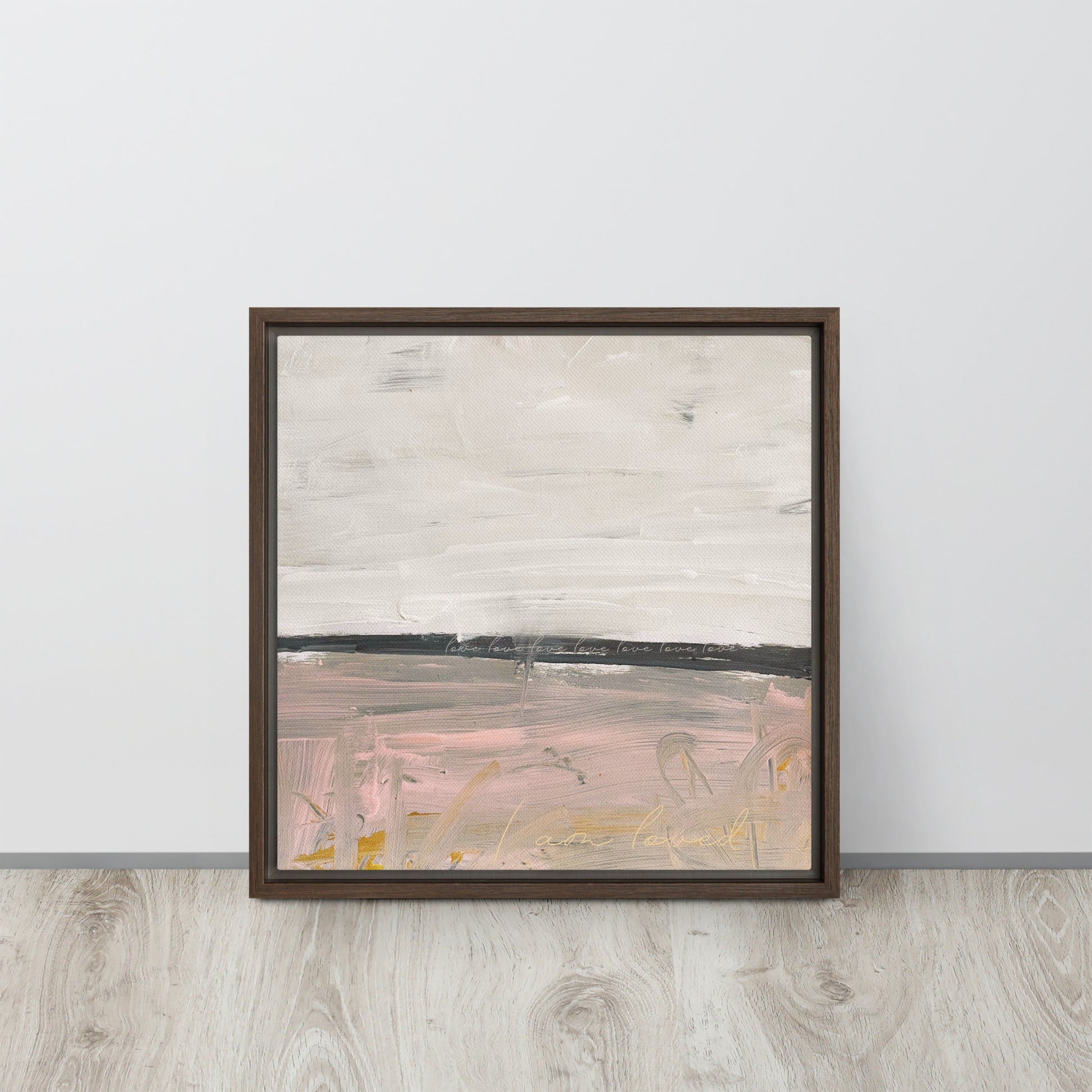 Pink Love Framed canvas Brown 16″×16″