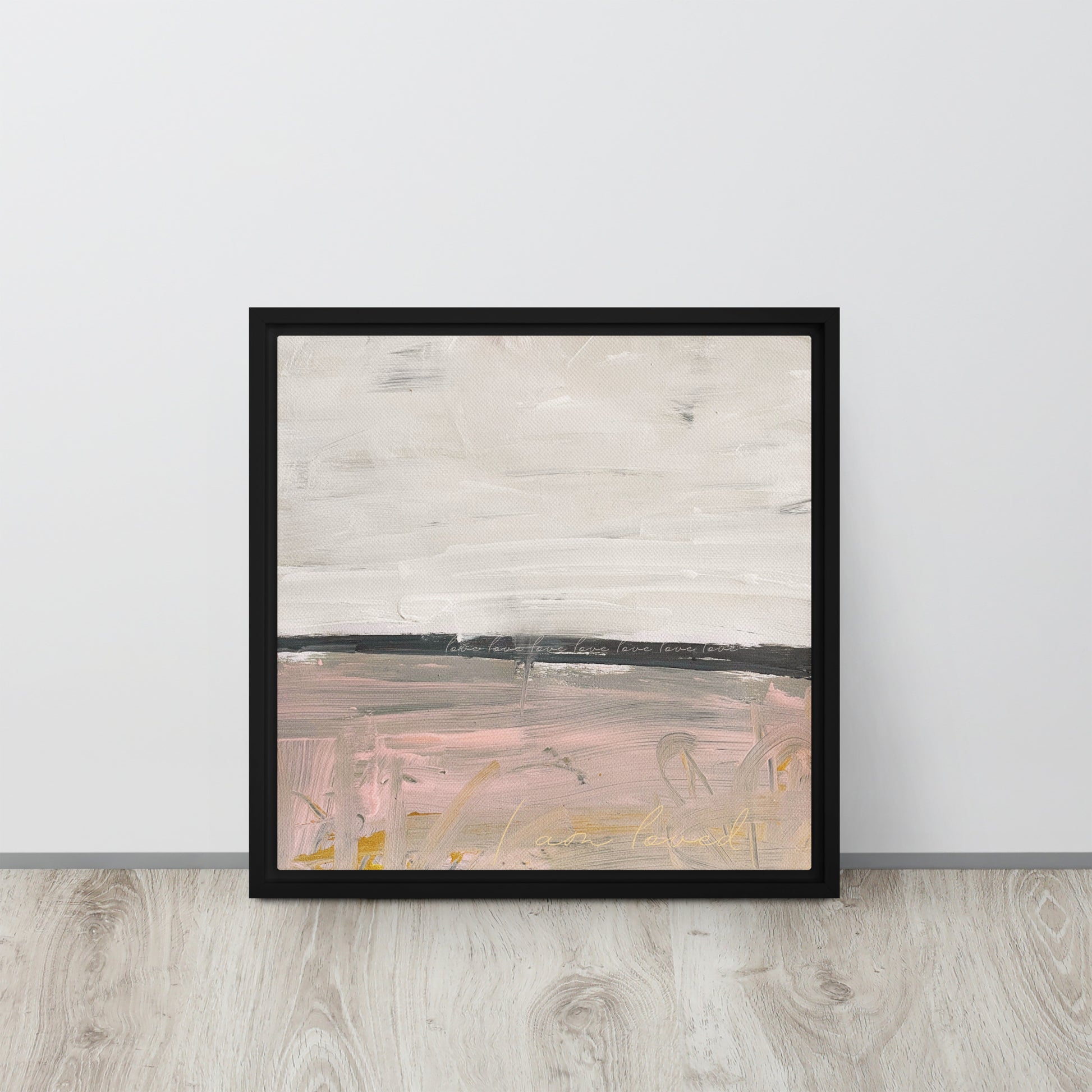 Pink Love Framed canvas Black 16″×16″