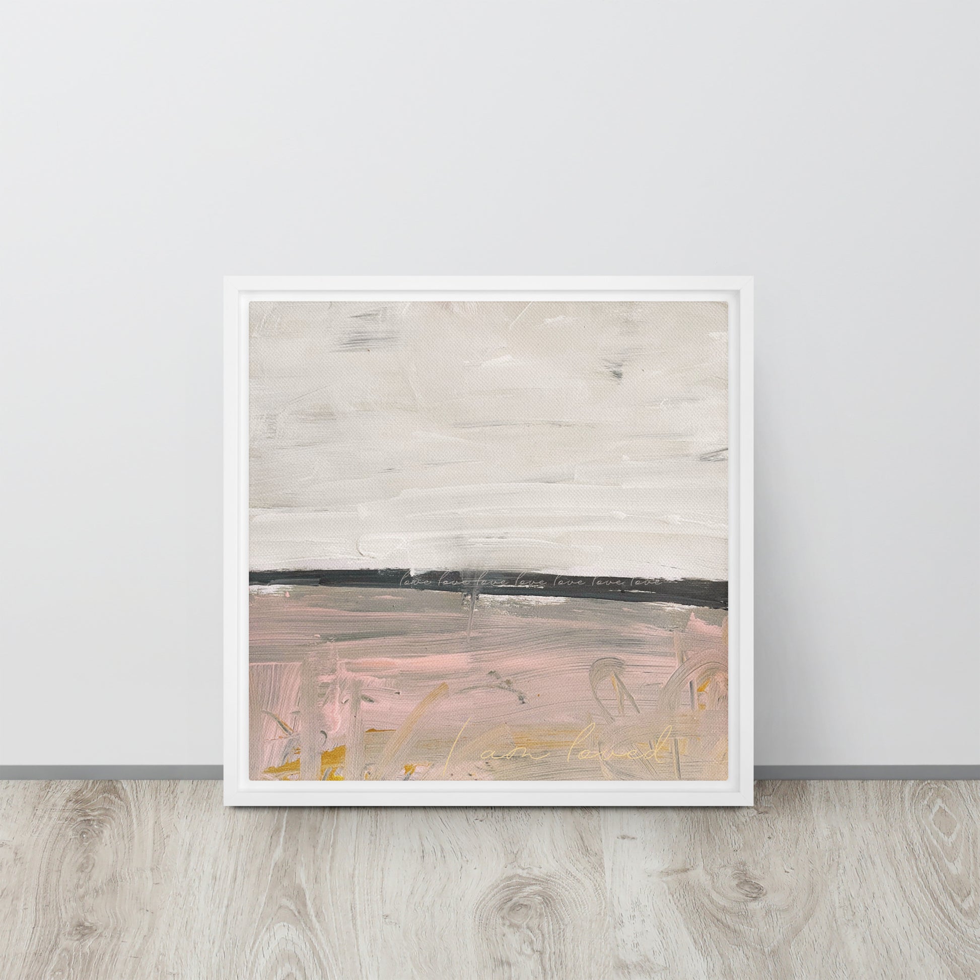 Pink Love Framed canvas White 16″×16″