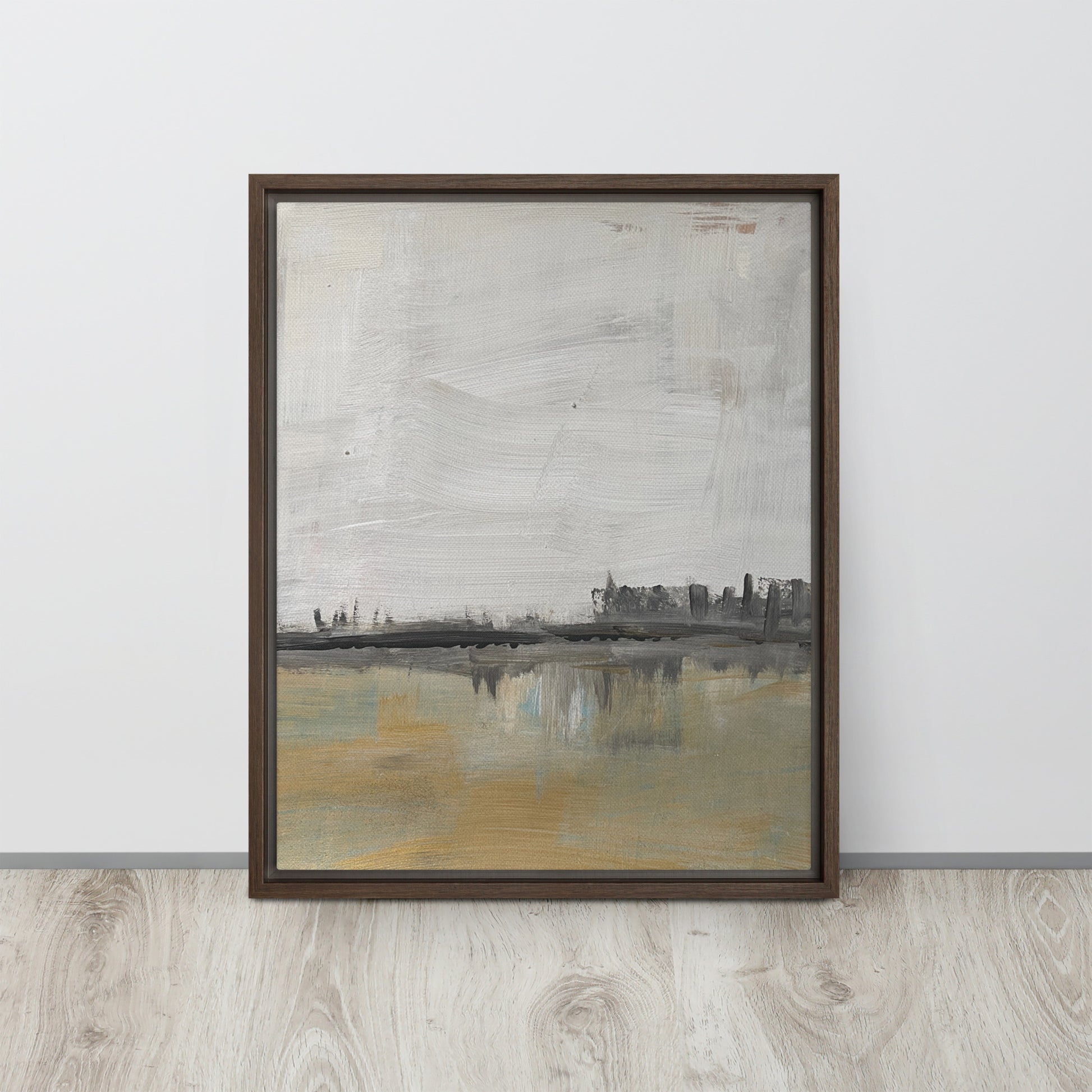 Sacred Lake Framed Canvas Brown 16″×20″