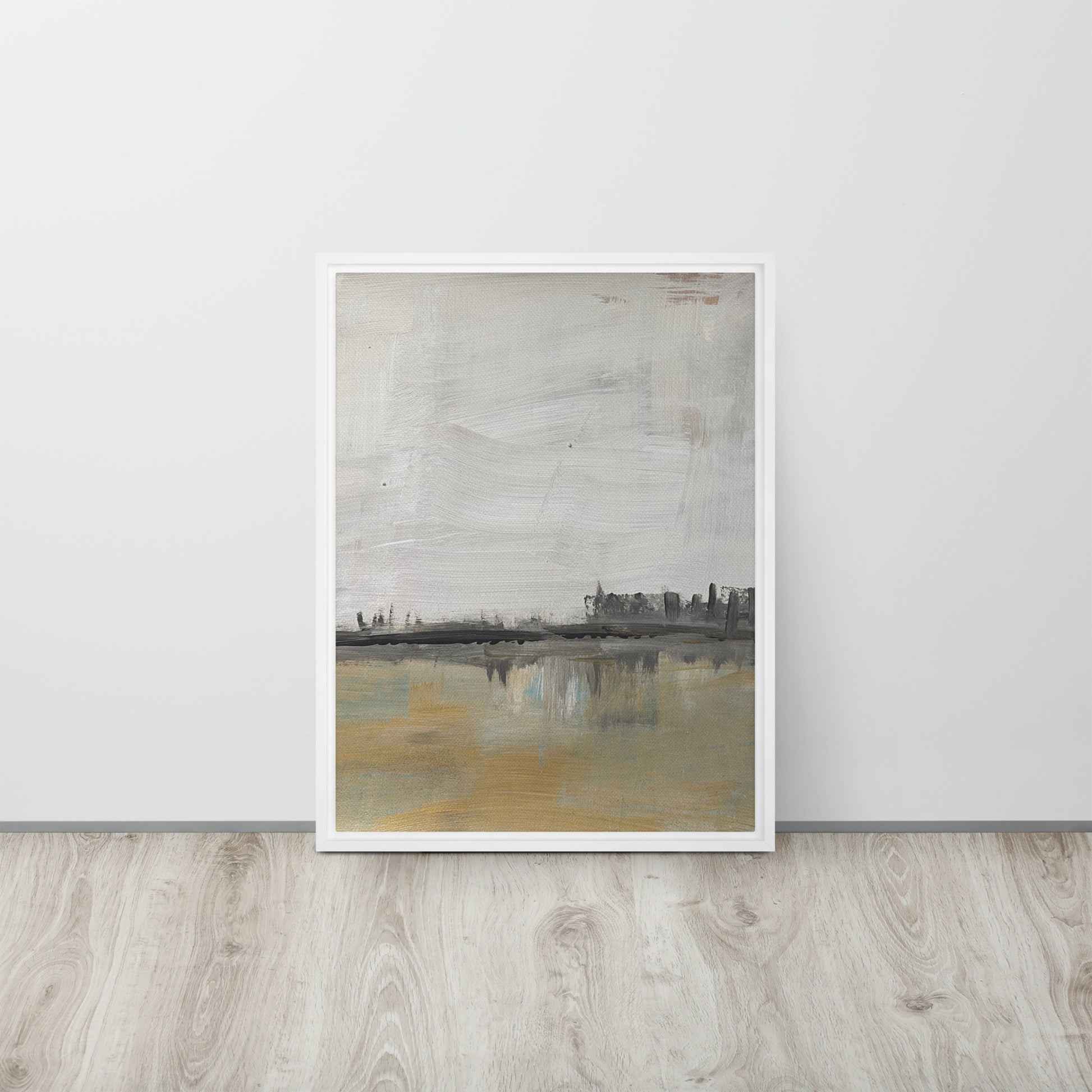 Sacred Lake Framed Canvas White 18″×24″