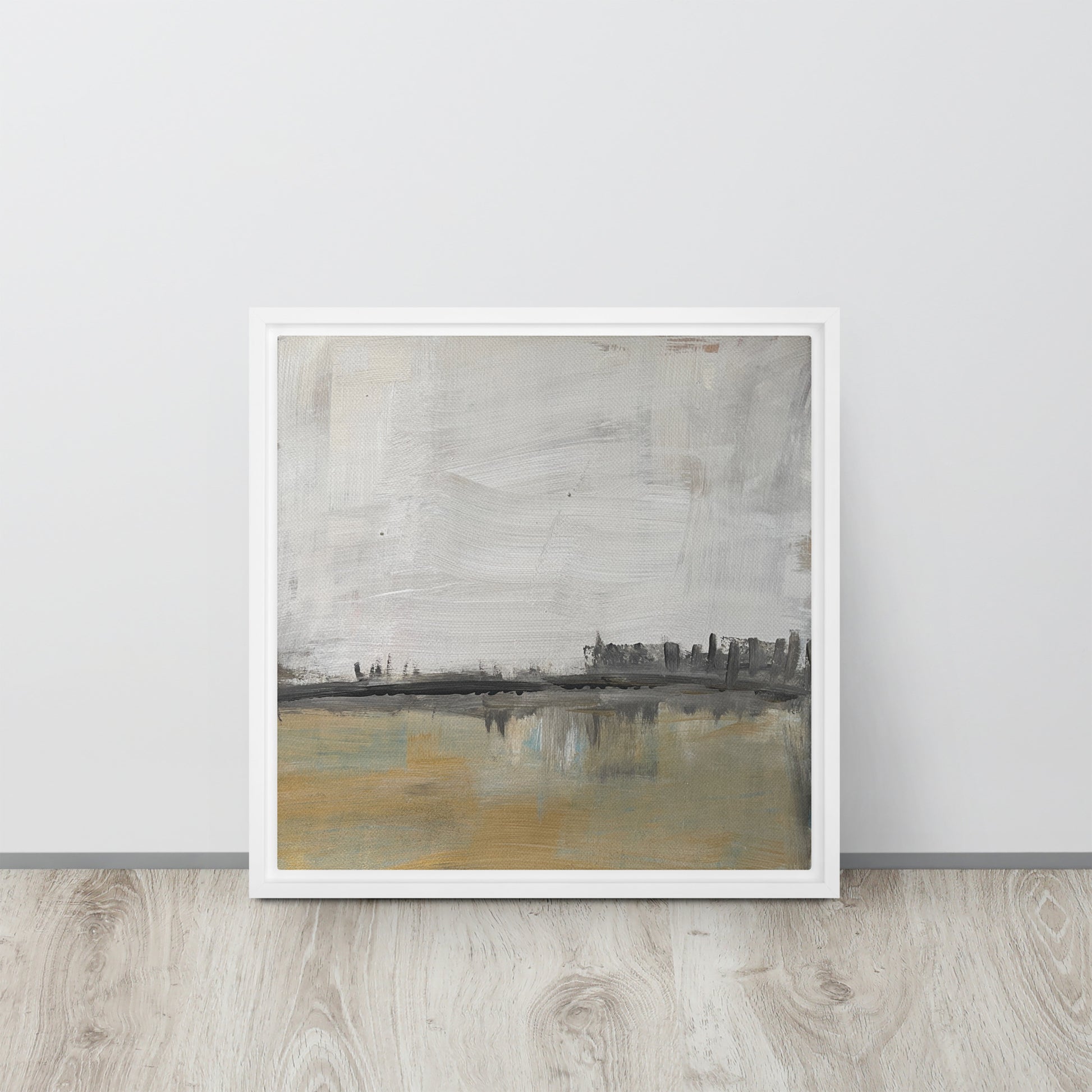 Sacred Lake Framed Canvas White 16″×16″