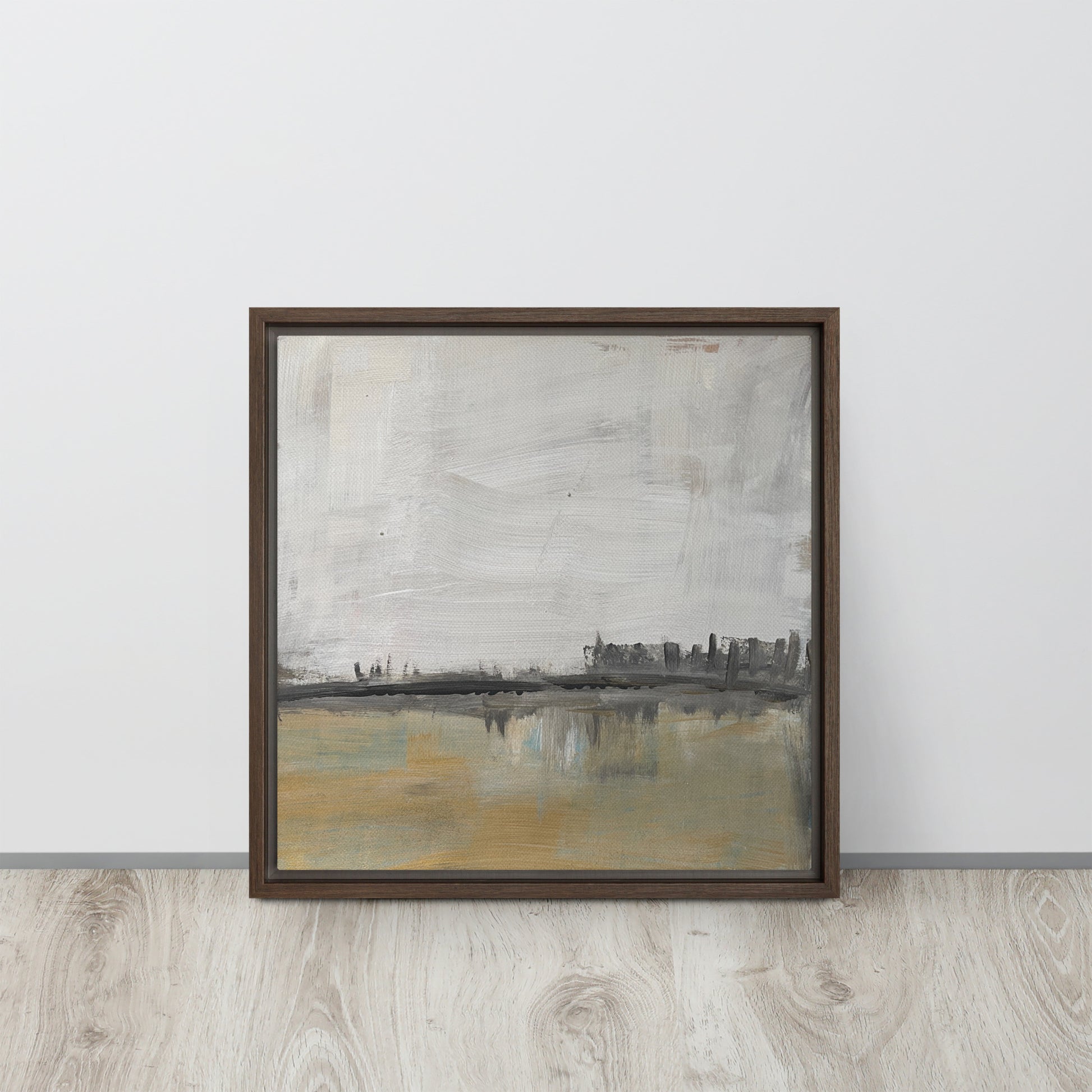 Sacred Lake Framed Canvas Brown 16″×16″
