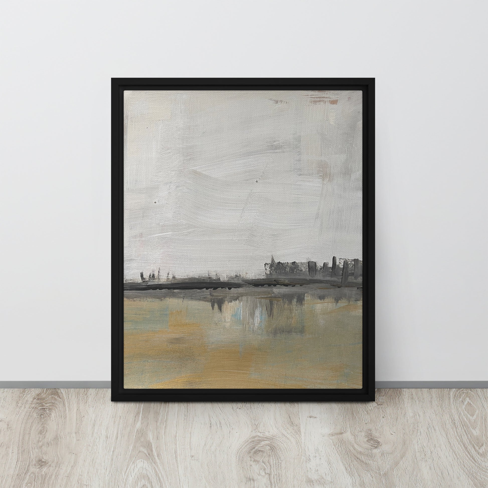Sacred Lake Framed Canvas Black 16″×20″