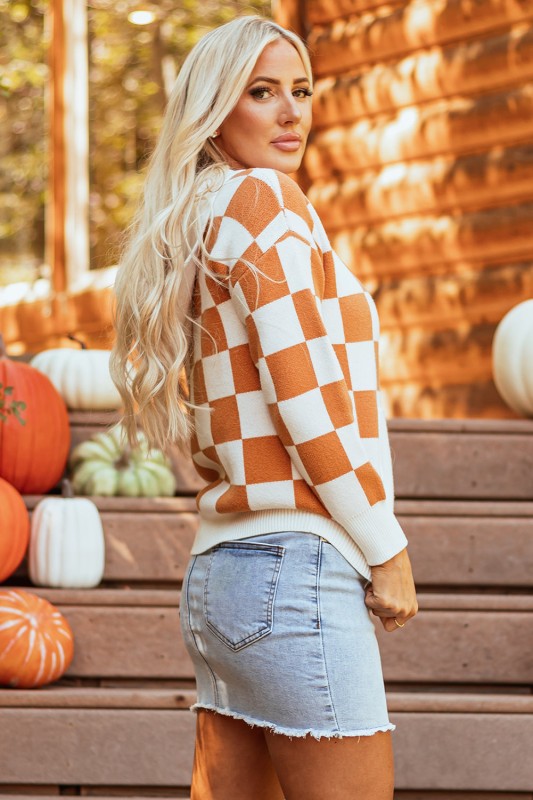 Lila Checkered Kangaroo Pocket Hooded Sweater - Fortunate Lemon Shop
