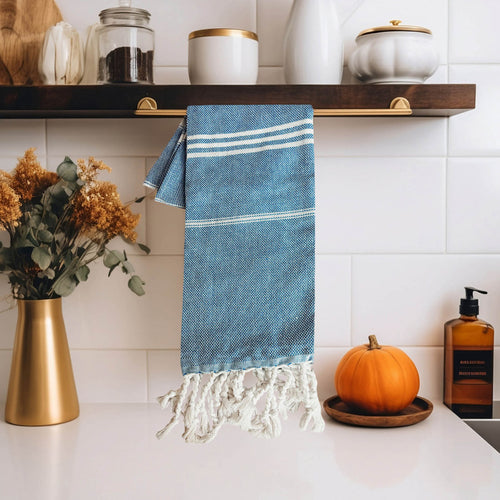 Turkish Hand Towel Darker Blue