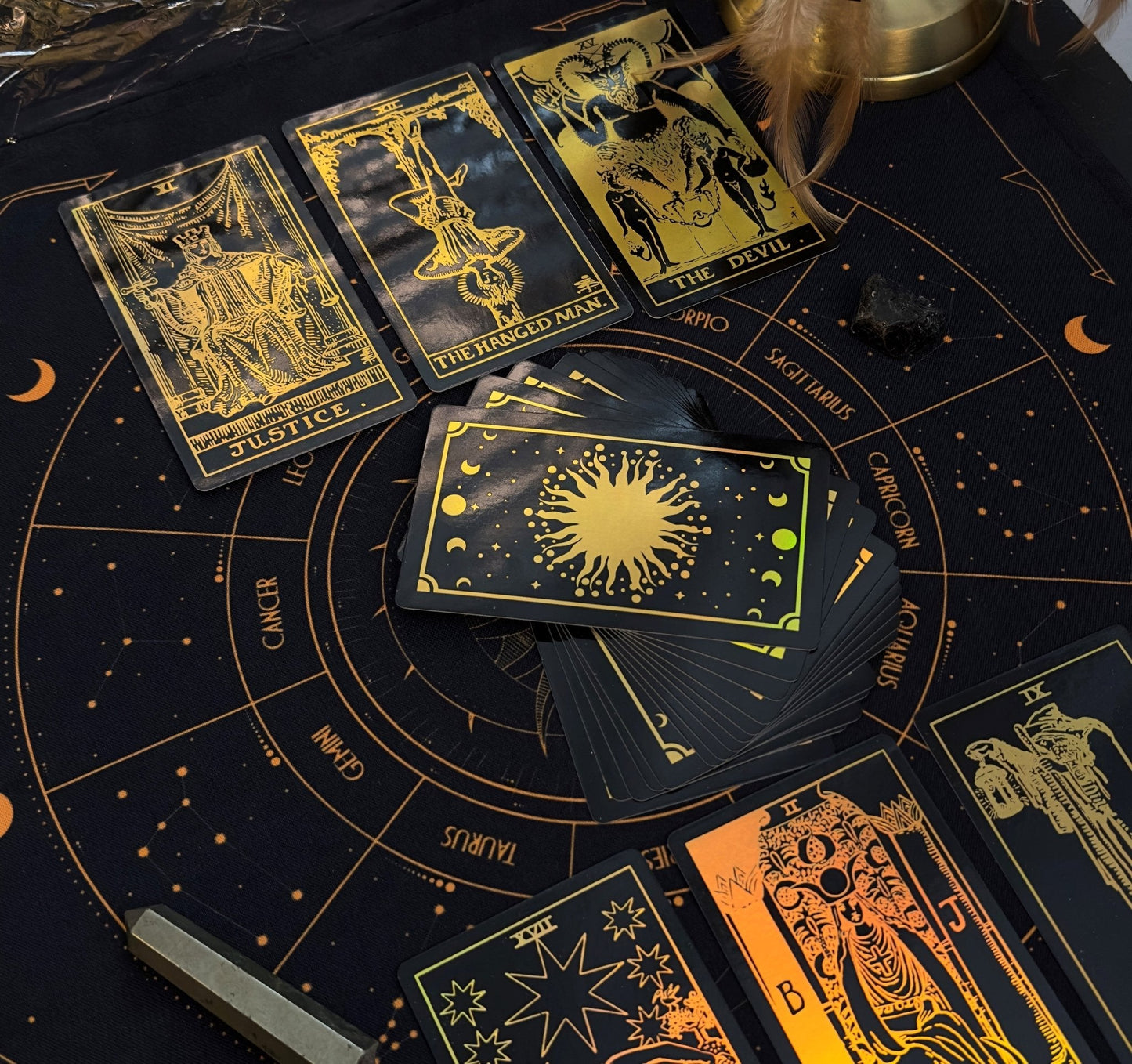The Rider Waite Gold Sun Rainbow Foil Tarot Deck - Fortunate Lemon Shop
