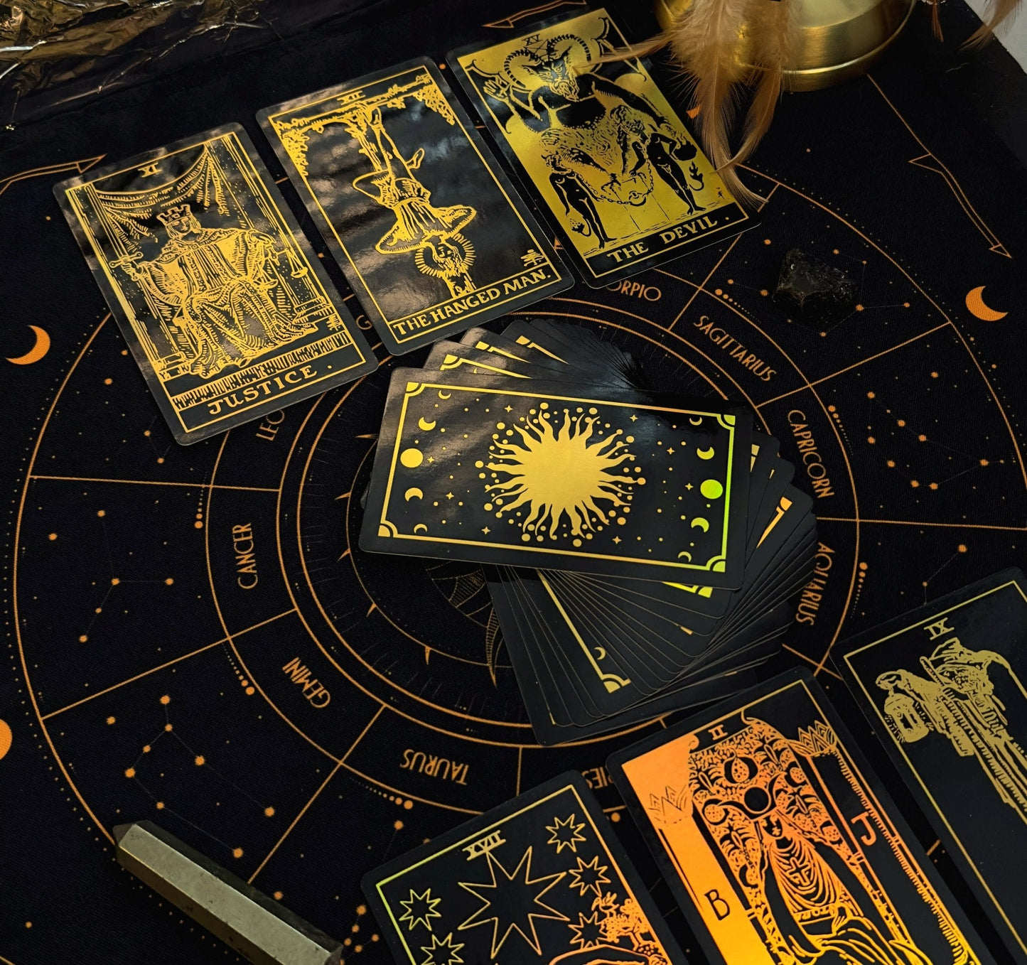 The Rider Waite Gold Sun Rainbow Foil Tarot Deck - Fortunate Lemon Shop