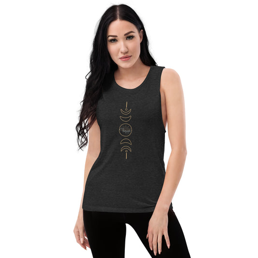 Moon Cycle Ladies’ Muscle Tank Black Heather