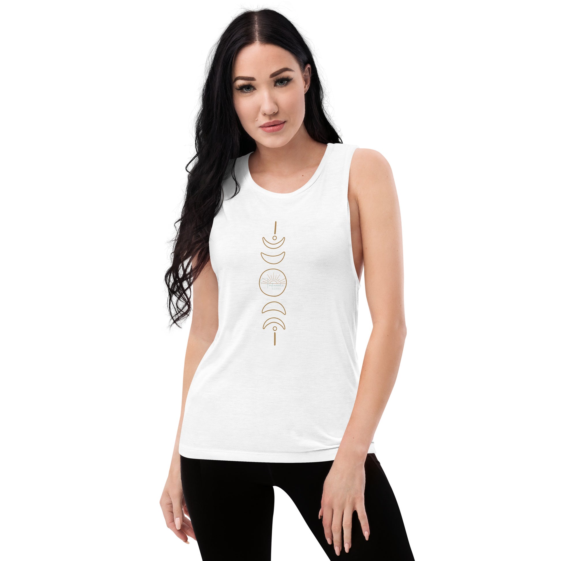 Moon Cycle Ladies’ Muscle Tank White