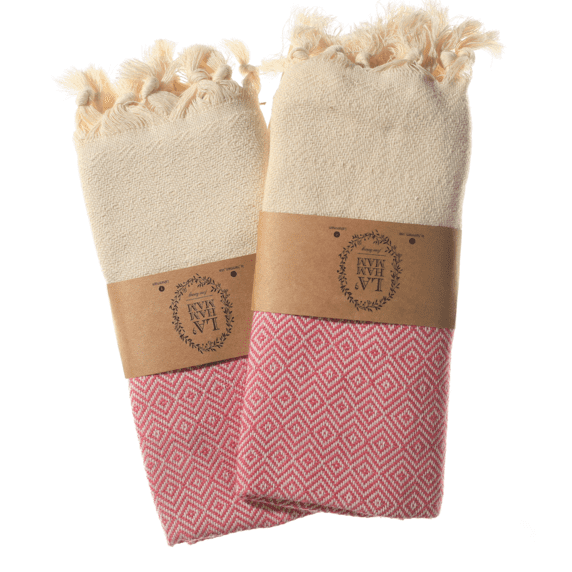 Diamond Turkish Cotton Kitchen / Hand Towel 2 pack 40x18 in - Fortunate Lemon Shop
