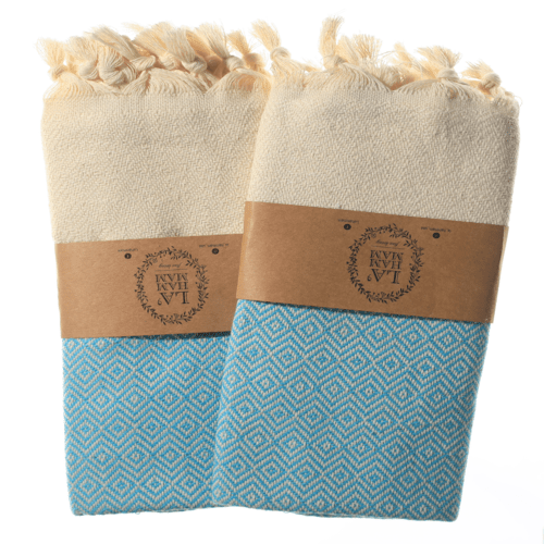 Diamond Turkish Cotton Kitchen / Hand Towel 2 pack 40x18 in - Fortunate Lemon Shop