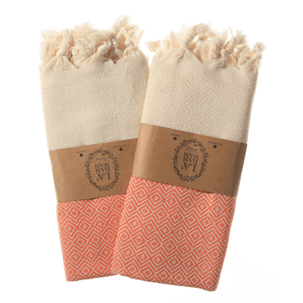 Diamond Turkish Cotton Kitchen / Hand Towel 2 pack 40x18 in - Fortunate Lemon Shop