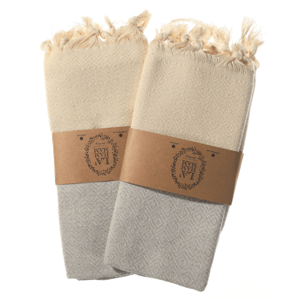 Diamond Turkish Cotton Kitchen / Hand Towel 2 pack 40x18 in grey