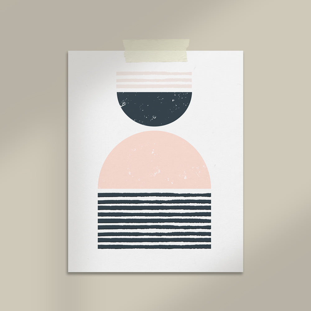 Geo Blush Pink Navy Art Print - Fortunate Lemon Shop