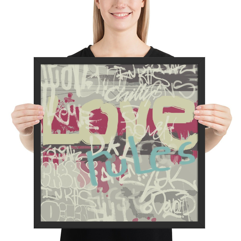 Love Rules Framed Poster - Fortunate Lemon Shop