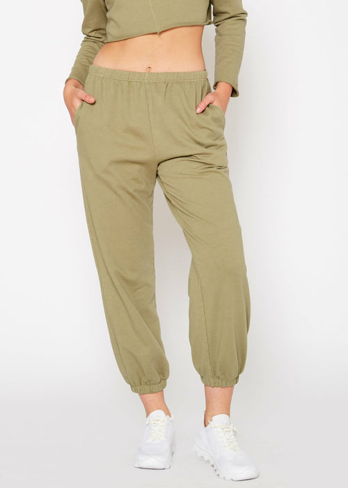 Essential French Terry Sweatpants In Olive - Fortunate Lemon Shop