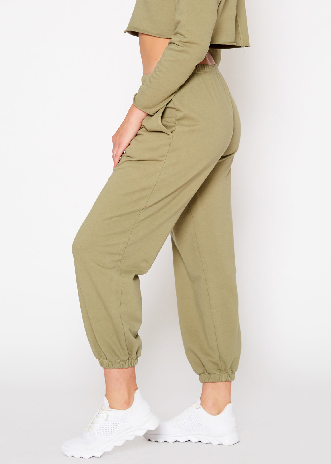 Essential French Terry Sweatpants In Olive - Fortunate Lemon Shop